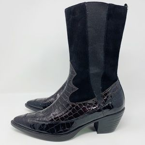 🐊 Vaneli Western Style/#Cowboy Boot - Black